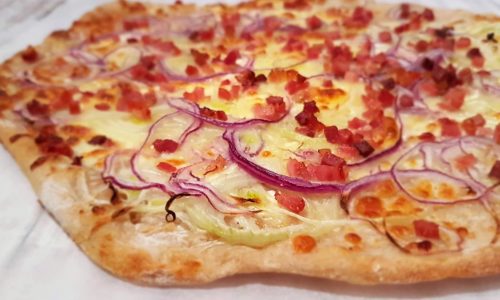 Flammkuchen mit Brotteig